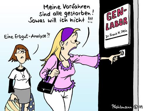 Cartoon: Gendiagnostik (medium) by Pfohlmann tagged gendiagnostik,gesetz,erbgut,analyse,labor,gentest,erbanlagen,vererbung,krankheit,tod