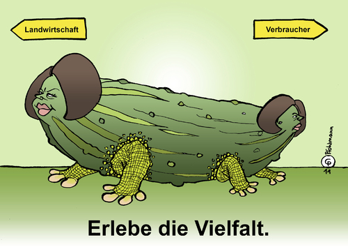 Cartoon: Grüne Woche (medium) by Pfohlmann tagged grüne,woche,aigner,gurke,plakat,poster,vielfalt,dioxin,lebensmittel,skandal,landwirtschaft,verbraucher,verbraucherschutz,landwirtschaftsministerin,verbraucherschutzministerin,agrarministerin,agrarpolitik,landwirtschafspolitik,lebensmittelsicherheit,grüne woche,aigner,gurke,plakat,poster,dioxin,lebensmittel,landwirtschaft,skandal,verbraucher,verbraucherschutz,landwirtschaftsministerin,verbraucherschutzministerin,agrarministerin,agrarpolitik,landwirtschafspolitik,lebensmittelsicherheit,grüne,woche