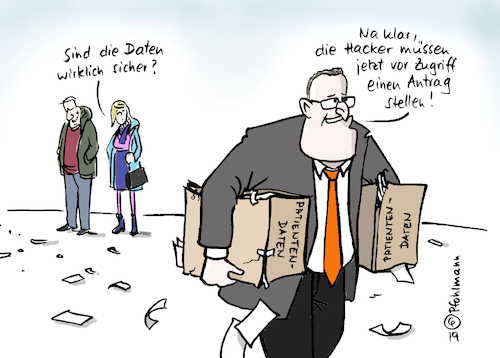 Cartoon: Hacker-Antrag (medium) by Pfohlmann tagged 2019,deutschland,gesundheit,daten,datenschutz,spahn,gesundheitsminister,digitalisierung,digitale,versorgung,gesetz,hacker,patienten,patientendaten,forschung,big,data,2019,deutschland,gesundheit,daten,datenschutz,spahn,gesundheitsminister,digitalisierung,digitale,versorgung,gesetz,hacker,patienten,patientendaten,forschung,big,data