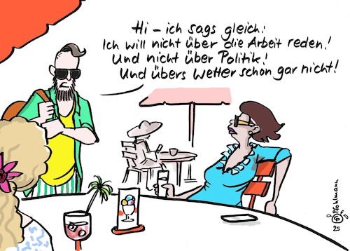 Cartoon: Hitze Tabuthemen (medium) by Pfohlmann tagged hitzewelle,temperaturen,rekordhitze,hochsommer,klimawandel,klimakrise,erderhitzung,schwitzen,gespräche,kommunikation,unterhaltung,politik,wetter,arbeit,kollegen,kolleginnen,tabuthemen,hitzewelle,temperaturen,rekordhitze,hochsommer,klimawandel,klimakrise,erderhitzung,schwitzen,gespräche,kommunikation,unterhaltung,politik,wetter,arbeit,kollegen,kolleginnen,tabuthemen