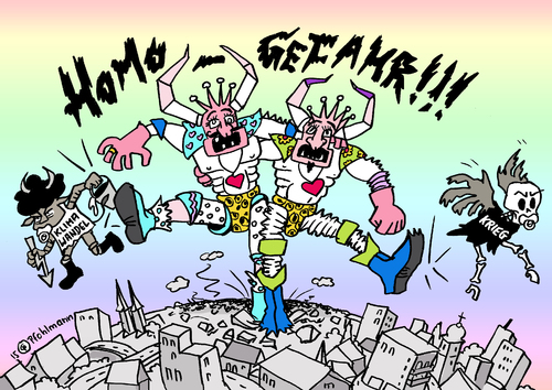 Cartoon: Homo-Menschheitsgefahr (medium) by Pfohlmann tagged karikatur,cartoon,2015,color,farbe,irland,referendum,volksabstimmung,homoehe,homosexuell,partnerschaft,heirat,gefahr,klima,klimawandel,krieg,vatikan,menschheit,bedrohung,kirche,katholische,katholisch,monster,ehe,gesetz,verfassung,deutschland,regierung,bundesadler,kleeblatt,schwul,lesbisch,gleichgeschlechtliche,blockade,union,welt,menschheitcsu,cdu,große,koalition,karikatur,cartoon,2015,color,farbe,irland,referendum,volksabstimmung,homoehe,homosexuell,partnerschaft,heirat,gefahr,klima,klimawandel,krieg,vatikan,menschheit,bedrohung,kirche,katholische,katholisch,monster,ehe,gesetz,verfassung,deutschland,regierung,bundesadler,kleeblatt,schwul,lesbisch,gleichgeschlechtliche,blockade,union,welt,menschheitcsu,cdu,große,koalition