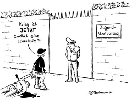 Cartoon: Jugendknast (medium) by Pfohlmann tagged gefängnis,jugend,jugendliche,ausbildung,ausbildungsplatz,lehrstelle,jugendkriminalität,verbrechen,mord,jugendgefängnis,straftat,gefängnis,jugend,jugendliche,ausbildung,ausbildungsplatz,lehrstelle,jugendkriminalität,verbrechen,mord,jugendgefängnis,straftat