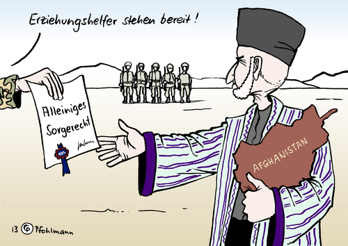 Cartoon: Karsai Sorgerecht (medium) by Pfohlmann tagged karikatur,cartoon,color,farbe,2013,afghanistan,sicherheit,verantwortung,sicherheitskräfte,übergabe,nato,karsai,präsident,sorgerecht,alleiniges,isaf,truppen,erziehung,helfer,übergang,militär,krieg,soldaten,einsatzkräfte,karikatur,cartoon,color,farbe,2013,afghanistan,sicherheit,verantwortung,sicherheitskräfte,übergabe,nato,karsai,präsident,sorgerecht,alleiniges,isaf,truppen,erziehung,helfer,übergang,militär,krieg,soldaten,einsatzkräfte