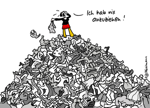 Cartoon: Klamottenkonsum (medium) by Pfohlmann tagged karikatur,cartoon,2015,color,farbe,deutschland,greenpeace,umfrage,studie,kleider,kleidung,konsum,konsumverhalten,wegwerfgesellschaft,müll,verbrauch,neu,verschwendung,umweltverschmutzung,gedankenlosigkeit,verbraucher,mode,altmodisch,karikatur,cartoon,2015,color,farbe,deutschland,greenpeace,umfrage,studie,kleider,kleidung,konsum,konsumverhalten,wegwerfgesellschaft,müll,verbrauch,neu,verschwendung,umweltverschmutzung,gedankenlosigkeit,verbraucher,mode,altmodisch