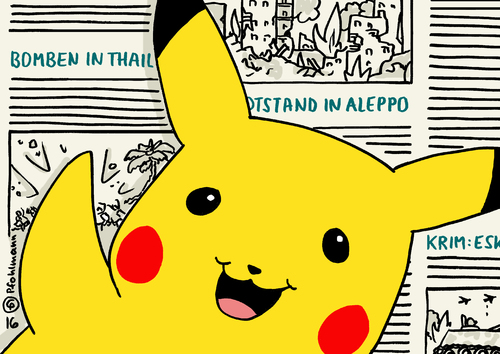 Cartoon: Kuckuck Pikachu (medium) by Pfohlmann tagged karikatur,cartoon,2016,color,farbe,deutschland,global,welt,pikachu,pokemon,go,handy,smartphone,hype,monster,jagd,spiel,handyspiel,nachrichten,presse,überschriften,headlines,krieg,konflikte,leid,ablenkung,vordergrund,karikatur,cartoon,2016,color,farbe,deutschland,global,welt,pikachu,pokemon,go,handy,smartphone,hype,monster,jagd,spiel,handyspiel,nachrichten,presse,überschriften,headlines,krieg,konflikte,leid,ablenkung,vordergrund