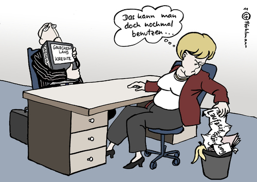 Cartoon: Laufzeitverlängerung (medium) by Pfohlmann tagged eu,bonds,kredite,kredit,laufzeitverlängerung,gläubiger,banken,bank,merkel,griechenland,2011,europa,hilfe,insolvenz,pleite,hilfen,finanzhilfe,euro,2011,griechenland,merkel,bank,banken,gläubiger,laufzeitverlängerung,kredit,kredite,bonds,eu,europa,hilfe,insolvenz,finanzhilfe,euro