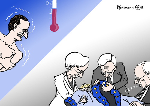 Cartoon: Mantel für Griechenland (medium) by Pfohlmann tagged karikatur,cartoon,color,farbe,2012,griechenland,eurokrise,schuldenkrise,europa,eu,troika,samaras,iwf,lagarde,juncker,eurogruppe,finanzminister,schäuble,mantel,rettungsschirm,paket,maßnahmenpaket,rettungspaket,hilfspaket,hilfe,kälte,frieren,frost,vertagen,verschiebung,karikatur,cartoon,color,farbe,2012,griechenland,eurokrise,schuldenkrise,europa,eu,troika,samaras,iwf,lagarde,juncker,eurogruppe,finanzminister,schäuble,mantel,rettungsschirm,paket,maßnahmenpaket,rettungspaket,hilfspaket,hilfe,kälte,frieren,frost,vertagen,verschiebung