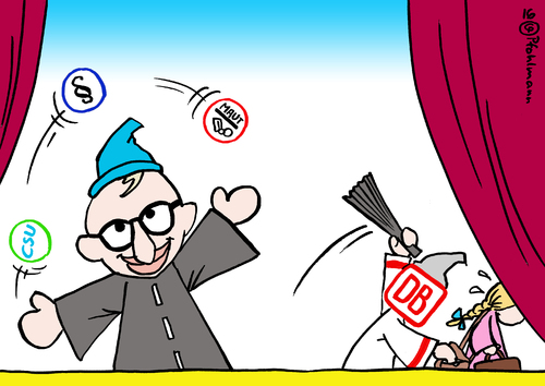 Cartoon: Maut-Kaspar (medium) by Pfohlmann tagged karikatur,cartoon,2016,color,farbe,deutschland,eu,maut,dobrindt,csu,kaspar,kasperle,kasperletheater,kommission,klage,gesetz,diskriminierung,ausländer,autobahngebühr,straßen,verkehrspolitik,db,bahn,preise,bahnpreise,preiserhöhung,pendler,gretel,karikatur,cartoon,2016,color,farbe,deutschland,eu,maut,dobrindt,csu,kaspar,kasperle,kasperletheater,kommission,klage,gesetz,diskriminierung,ausländer,autobahngebühr,straßen,verkehrspolitik,db,bahn,preise,bahnpreise,preiserhöhung,pendler,gretel