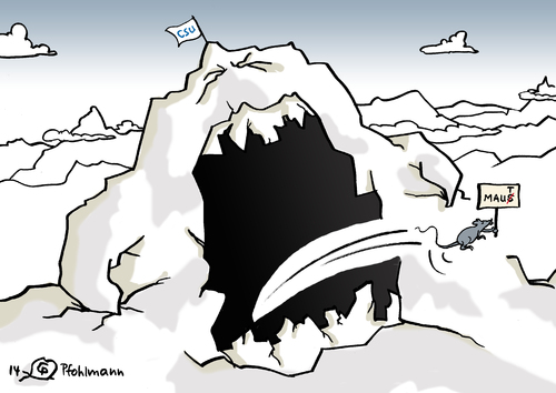 Cartoon: Mautmaus (medium) by Pfohlmann tagged karikatur,cartoon,color,farbe,2014,deutschland,maut,autobahnmaut,csu,berg,maus,kreißen,gebären,regierung,verkehr,verkehrspolitik,dobrindt,verkehrsminister,pläne,ausländer,karikatur,cartoon,color,farbe,2014,deutschland,maut,autobahnmaut,csu,berg,maus,kreißen,gebären,regierung,verkehr,verkehrspolitik,dobrindt,verkehrsminister,pläne,ausländer