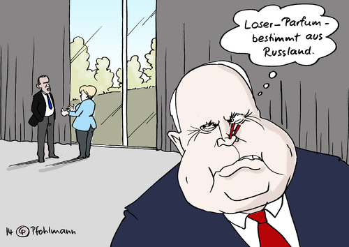 Cartoon: Mc Cain Loser (medium) by Pfohlmann tagged karikatur,cartoon,farbe,color,2014,deutschland,usa,merkel,obama,besuch,mccain,republikaner,kritik,führungsschwäche,bundeskanzlerin,loser,parfum,russland,ukraine,krise,ukrainekrise,karikatur,cartoon,farbe,color,2014,deutschland,usa,merkel,obama,besuch,mccain,republikaner,kritik,führungsschwäche,bundeskanzlerin,loser,parfum,russland,ukraine,krise,ukrainekrise