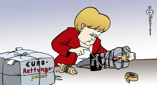 Cartoon: Merkel schnürt (medium) by Pfohlmann tagged merkel,bundeskanzlerin,cdu,euro,rettungspaket,schnur,schnüren,parlament,bundestag,abgeordneter,bundestagsabgeordneter,mdb,kredit,bürgschaft,haushalt,bundeshaushalt,angela merkel,bundeskanzlerin,bundeskanzler,cdu,schnur,parlament,bundestag,abgeordneter,bundestagsabgeordneter,mdb,kredit,bürgschaft,haushalt,bundeshaushalt,angela,merkel