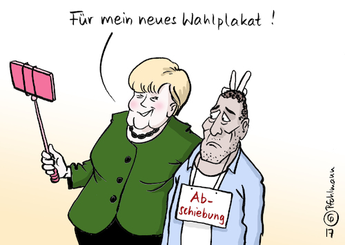 Cartoon: Merkels neues Selfie (medium) by Pfohlmann tagged karikatur,cartoon,2017,color,farbe,deutschland,bundeskanzlerin,merkel,selfie,handy,flüchtling,foto,abschiebung,flüchtlingspolitik,wende,hasenohren,wahlplakat,plakat,bundestagswahl,wahlen,cdu,union,karikatur,cartoon,2017,color,farbe,deutschland,bundeskanzlerin,merkel,selfie,handy,flüchtling,foto,abschiebung,flüchtlingspolitik,wende,hasenohren,wahlplakat,plakat,bundestagswahl,wahlen,cdu,union