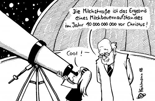 Cartoon: Milchstraße (medium) by Pfohlmann tagged milch,boykott,milchpreis,milchstraße,straße,milch,boykott,milchpreis,preise,lebensmittel,nahrung,essen,landwirtschaft,bauern,streik,geld,aufstand,jesus,christus,weltall,weltraum,universum,galaxis,fernglas,wissenschaft,wissenschaftler,forschung,kind,mädchen,teleskop