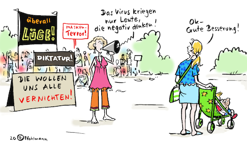 Cartoon: Negativ denken (medium) by Pfohlmann tagged 2020,deutschland,corona,coronavirus,pandemie,demo,demonstration,hygienedemo,coronarebellen,querdenken,gesundheit,immunsystem,denken,positiv,negativ,krankheit,abwehrkräfte,verschwörung,2020,deutschland,corona,coronavirus,pandemie,demo,demonstration,hygienedemo,coronarebellen,querdenken,gesundheit,immunsystem,denken,positiv,negativ,krankheit,abwehrkräfte,verschwörung