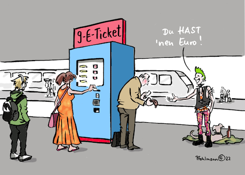 Cartoon: Nen Euro (medium) by Pfohlmann tagged euro,schnorren,betteln,automat,bahn,öpnv,ticket,fahrkarte,fahrschein,banknote,geldschein,restgeld,punk,nahverkehr,bargeld,euro,schnorren,betteln,automat,bahn,öpnv,ticket,fahrkarte,fahrschein,banknote,geldschein,restgeld,punk,nahverkehr,bargeld