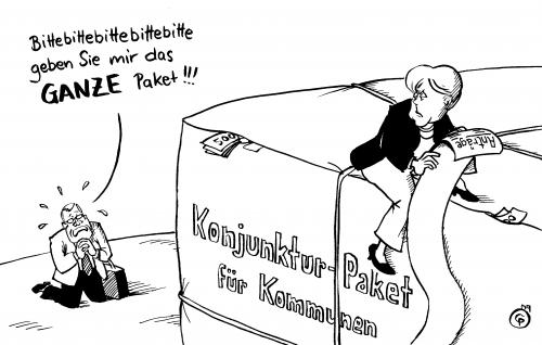 Cartoon: Neues aus Bamberg (medium) by Pfohlmann tagged bamberg,franken,oberfranken,ob,oberbürgermeister,starke,konjunkturpaket,bundeskanzlerin,merkel,bettler,bitte,konjunktur,paket,rettungspaket,konjunkturpaket,bamberg,franken,oberfranken,ob,oberbürgermeister,bürgermeister,bundeskanzlerin,angela merkel,bettler,bitte,geld,finanzen,schulden,pleite,wirtschaft,wirtschaftskrise,finanzkrise,angela,merkel