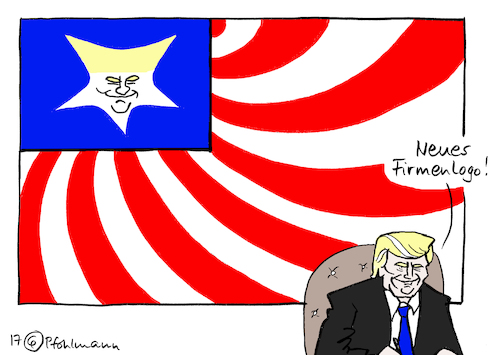 Cartoon: Neues USA-Logo (medium) by Pfohlmann tagged karikatur,cartoon,2017,color,farbe,usa,global,trump,präsident,flagge,stars,and,stripes,firmenlogo,logo,neu,geschäftsmann,deals,dekrete,chef,firmenchef,firmeninhaber,ceo,karikatur,cartoon,2017,color,farbe,usa,global,trump,präsident,flagge,stars,and,stripes,firmenlogo,logo,neu,geschäftsmann,deals,dekrete,chef,firmenchef,firmeninhaber,ceo