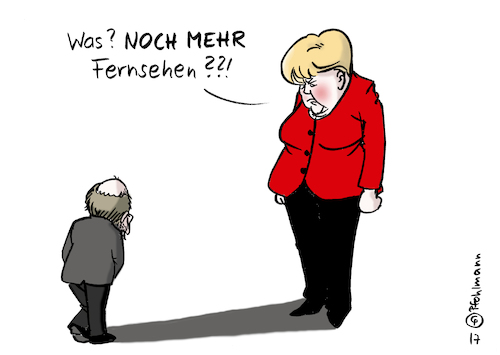 Cartoon: Noch mehr Fernsehen?! (medium) by Pfohlmann tagged karikatur,cartoon,color,farbe,2017,deutschland,merkel,bundeskanzlerin,wahlkampf,kandidatin,tv,fernsehduell,duell,fernsehen,schulz,kandidat,herausforderer,mutti,mama,noch,mehr,kind,erziehung,junge,sohn,bundestagswahl,karikatur,cartoon,color,farbe,2017,deutschland,merkel,bundeskanzlerin,wahlkampf,kandidatin,tv,fernsehduell,duell,fernsehen,schulz,kandidat,herausforderer,mutti,mama,noch,mehr,kind,erziehung,junge,sohn,bundestagswahl