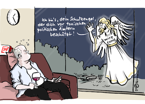 Cartoon: Olafs Schutzengel (medium) by Pfohlmann tagged scholz,olaf,schutzengel,wirecard,kanzler,kanzlerkandidat,spd,politiker,amt,bundestagswahl,wahl,wahlen,scholz,olaf,schutzengel,wirecard,kanzler,kanzlerkandidat,spd,politiker,amt,bundestagswahl,wahl,wahlen