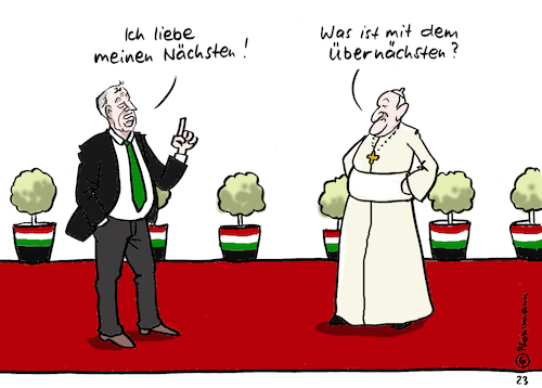 Cartoon: Orbans Nächstenliebe (medium) by Pfohlmann tagged orban,ungarn,papst,franziskus,christentum,christlich,religion,glaube,glauben,nächster,nächstenliebe,bibel,gebote,zehngebote,katholisch,katholik,flüchtlinge,nationalismus,populismus,rechts,christ,orban,ungarn,papst,franziskus,christentum,christlich,religion,glaube,glauben,nächster,nächstenliebe,bibel,gebote,zehngebote,katholisch,katholik,flüchtlinge,nationalismus,populismus,rechts,christ