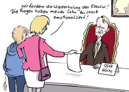 Cartoon: OStR Höcke (medium) by Pfohlmann tagged deutschland,2019,zdf,afd,höcke,ostr,lehrer,klausur,interview,fragen,emotionalisiert,emotion,gefühl,sensibel,pressefreiheit,journalismus,presse,medien,rechts,flügel,narzissmus,fernsehen,tv,deutschland,2019,zdf,afd,höcke,ostr,lehrer,klausur,interview,fragen,emotionalisiert,emotion,gefühl,sensibel,pressefreiheit,journalismus,presse,medien,rechts,flügel,narzissmus,fernsehen,tv