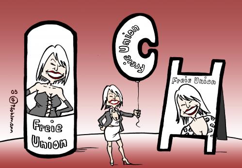 Cartoon: Paulis Partei (medium) by Pfohlmann tagged gabriele,pauli,partei,neugründung,gründung,freie,union,rebellin,ich,ego