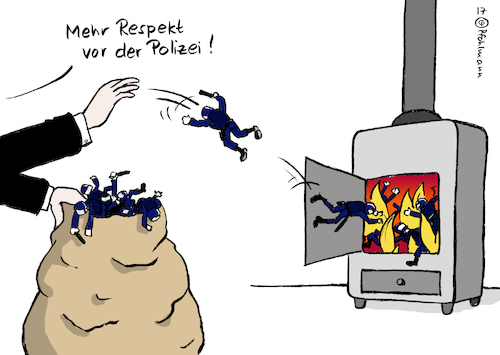 Cartoon: Polizei-Ofen (medium) by Pfohlmann tagged karikatur,cartoon,color,farbe,2017,deutschland,20,gipfel,hamburg,ausschreitungen,polizei,verheizen,gewalt,randalierer,autonome,politik,respekt,ofen,karikatur,cartoon,color,farbe,2017,deutschland,20,gipfel,hamburg,ausschreitungen,polizei,verheizen,gewalt,randalierer,autonome,politik,respekt,ofen