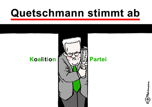 Cartoon: Quetschmann (medium) by Pfohlmann tagged karikatur,cartoon,2016,color,farbe,deutschland,quetschmann,kretschmann,baden,württemberg,abstimmung,bundesrat,sichere,herkunftsländer,koalition,schwarz,grün,partei,grüne,zwickmühle,koalitionskrise,ministerpräsident,asylpolitik,asyl,flüchtlinge,karikatur,cartoon,2016,color,farbe,deutschland,quetschmann,kretschmann,baden,württemberg,abstimmung,bundesrat,sichere,herkunftsländer,koalition,schwarz,grün,partei,grüne,zwickmühle,koalitionskrise,ministerpräsident,asylpolitik,asyl,flüchtlinge