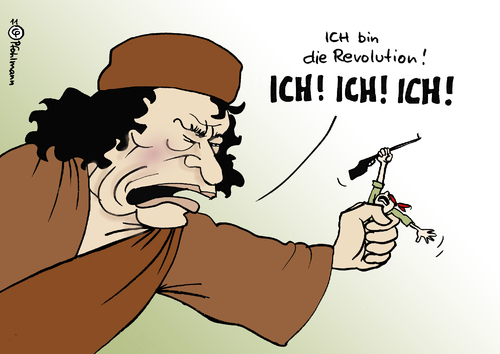 Cartoon: Revolutionär (medium) by Pfohlmann tagged libyen,gaddafi,revolution,revolutionär,aufstand,aufständische,rebellion,rebellen,ich,herrscher,diktator,staatschef,libyen,gaddafi,revolution,revolutionär,aufstand,aufständische,rebellion,rebellen,herrscher,diktator