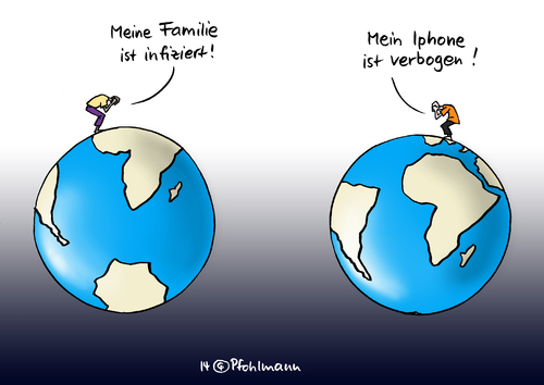 Cartoon: Schicksalsschläge (medium) by Pfohlmann tagged karikatur,cartoon,color,farbe,2014,global,welt,epidemie,ebola,seuche,infektion,apple,iphone,verbogen,schaden,globus,probleme,schicksal,schicksalsschlag,dritte,konsum,industriestaaten,luxusprobleme,karikatur,cartoon,color,farbe,2014,global,welt,epidemie,ebola,seuche,infektion,apple,iphone,verbogen,schaden,globus,probleme,schicksal,schicksalsschlag,dritte,konsum,industriestaaten,luxusprobleme