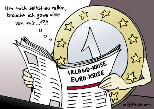 Cartoon: Selbstrettung (medium) by Pfohlmann tagged euro,europa,eu,währung,irland,finanzkrise,krise,stabilität,pleite,schulden,euro,europa,eu,währung,irland,finanzkrise,krise,stabilität,pleite,schulden