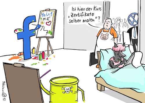 Cartoon: Selbstzertifizierung (medium) by Pfohlmann tagged zertifikate,zertifizierung,kurs,malen,malkurs,agrarindustrie,bsi,software,konzerne,sicherheit,verbraucher,verbraucherschutz,industrie,freiwilligkeit,selbstverpflichtung,facebook,verbände,wolf,großmutter,rotkäppchen,lebensmittelindustrie,tierwohl,vw,autoindustrie,zertifikate,zertifizierung,kurs,malen,malkurs,agrarindustrie,bsi,software,konzerne,sicherheit,verbraucher,verbraucherschutz,industrie,freiwilligkeit,selbstverpflichtung,facebook,verbände,wolf,großmutter,rotkäppchen,lebensmittelindustrie,tierwohl,vw,autoindustrie