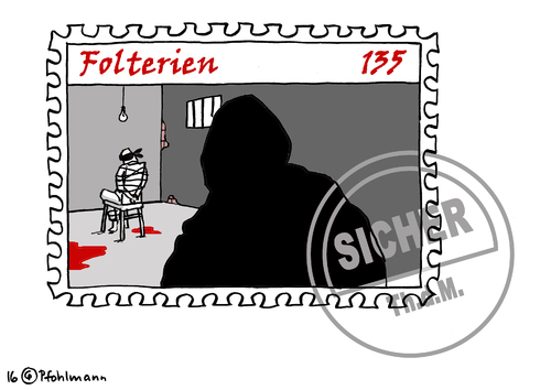 Cartoon: Sicheres Folterien (medium) by Pfohlmann tagged karikatur,cartoon,2016,color,farbe,deutschland,sichere,herkunftsländer,herkunftsstaaten,maghreb,nordafrika,asyl,asylpolitik,flüchtlinge,flüchtlingskrise,thomas,de,maiziere,stempel,abgestempelt,erkärung,erklären,folter,menschenrechte,menschenrechtsverletzungen,briefmarke,marke,folterien,algerien,tunesien,marokko,karikatur,cartoon,2016,color,farbe,deutschland,sichere,herkunftsländer,herkunftsstaaten,maghreb,nordafrika,asyl,asylpolitik,flüchtlinge,flüchtlingskrise,thomas,de,maiziere,stempel,abgestempelt,erkärung,erklären,folter,menschenrechte,menschenrechtsverletzungen,briefmarke,marke,folterien,algerien,tunesien,marokko