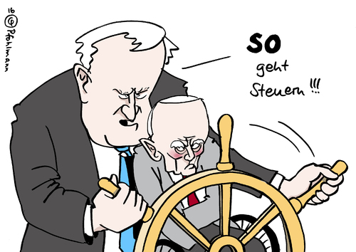 Cartoon: So geht Steuern (medium) by Pfohlmann tagged karikatur,cartoon,2016,color,farbe,deutschland,union,seehofer,csu,schäuble,cdu,steuern,steuer,steuerrad,steuerpolitik,karikatur,cartoon,2016,color,farbe,deutschland,union,seehofer,csu,schäuble,cdu,steuern,steuer,steuerrad,steuerpolitik