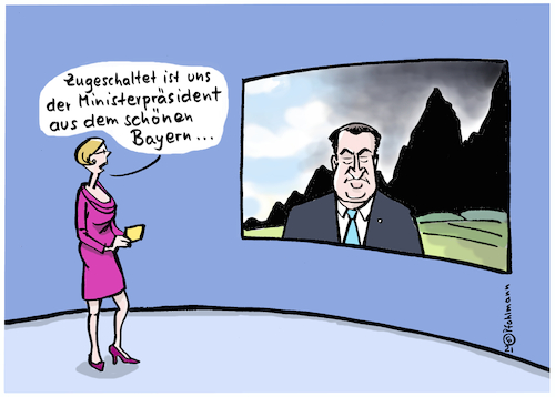 Cartoon: Söders Berge (medium) by Pfohlmann tagged corona,coronavirus,pandemie,welle,söder,ministerpräsident,bayern,berge,alpen,landschaft,tv,fernsehen,nachrichten,tagesschau,hotspots,inzidenz,infektionen,corona,coronavirus,pandemie,welle,söder,ministerpräsident,bayern,berge,alpen,landschaft,tv,fernsehen,nachrichten,tagesschau,hotspots,inzidenz,infektionen