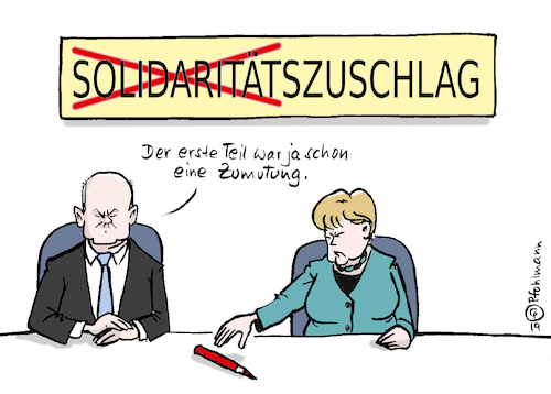 Cartoon: Soli streichen (medium) by Pfohlmann tagged 2019,deutschland,solidaritätszuschlag,soli,streichen,abschaffung,scholz,merkel,spd,solidarität,sozialpolitik,kürzungen,rotstift,regierung,bundesregierung,kanzlerin,cdu,groko,koalition,2019,deutschland,solidaritätszuschlag,soli,streichen,abschaffung,scholz,merkel,spd,solidarität,sozialpolitik,kürzungen,rotstift,regierung,bundesregierung,kanzlerin,cdu,groko,koalition