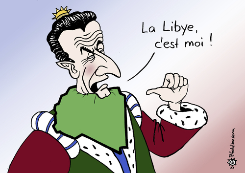 Cartoon: Sonnenkönig (medium) by Pfohlmann tagged karikatur,color,farbe,2011,libyen,nato,sarkozy,frankreich,präsident,gaddafi,rebellen,revolution,aufstand,aufständische,sonnenkönig,ludwig,xiv,la,libye,libyen,nato,sarkozy,frankreich,präsident,gaddafi,revolution,aufstand,sonnenkönig,ludwig