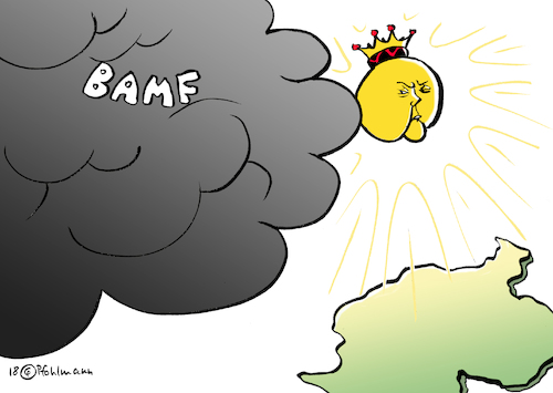 Cartoon: Sonnenkönigin (medium) by Pfohlmann tagged karikatur,cartoon,color,farbe,2018,deutschland,merkel,bundeskanzlerin,sonnenkönigin,sonne,wetter,sommer,hitze,wolke,bamf,affäre,bremen,asyl,asylpolitik,behörde,bescheide,karikatur,cartoon,color,farbe,2018,deutschland,merkel,bundeskanzlerin,sonnenkönigin,sonne,wetter,sommer,hitze,wolke,bamf,affäre,bremen,asyl,asylpolitik,behörde,bescheide