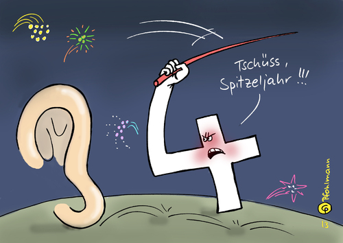 Cartoon: Spitzeljahr (medium) by Pfohlmann tagged karikatur,cartoon,color,farbe,2013,jahreswechsel,2014,silvester,sylvester,ohr,spitzelaffäre,geheimdienste,nsa,internet,abhören,abhöraffäre,bespitzelung,geheimdienstaffäre,deutschland,usa,karikatur,cartoon,color,farbe,2013,jahreswechsel,2014,silvester,sylvester,ohr,spitzelaffäre,geheimdienste,nsa,internet,abhören,abhöraffäre,bespitzelung,geheimdienstaffäre,deutschland,usa