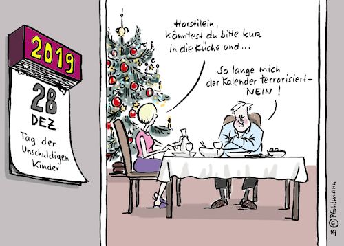 Cartoon: Tag der Unschuldigen Kinder (medium) by Pfohlmann tagged 2019,weihnachten,seehofer,innenminister,flüchtlinge,kinder,gedenktag,unschuldige,flüchtlingslager,griechenland,kalender,2019,weihnachten,seehofer,innenminister,flüchtlinge,kinder,gedenktag,unschuldige,flüchtlingslager,griechenland,kalender