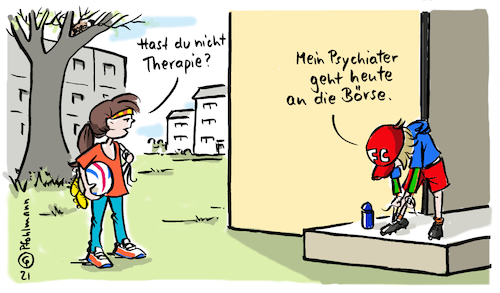 Cartoon: Therapeut an die Börse (medium) by Pfohlmann tagged corona,coronakrise,pandemie,kinder,seele,psyche,psychologie,psychiater,therapie,therapeut,börse,gewinn,profit,kapitalismus,maßnahmen,kontaktbeschränkungen,schule,kita,kindheit,corona,coronakrise,pandemie,kinder,seele,psyche,psychologie,psychiater,therapie,therapeut,börse,gewinn,profit,kapitalismus,maßnahmen,kontaktbeschränkungen,schule,kita,kindheit