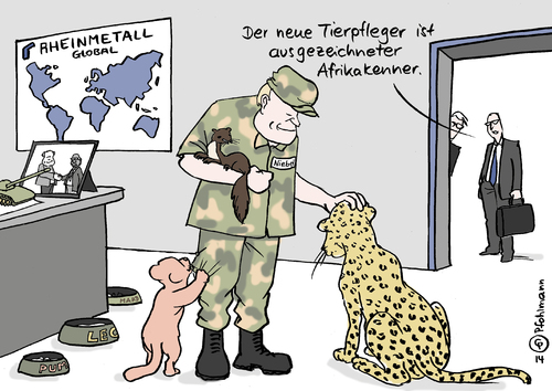 Cartoon: Tierpfleger Niebel (medium) by Pfohlmann tagged karikatur,cartoon,color,farbe,2014,deutschland,niebel,entwicklungshilfeminister,entwicklungshilfe,posten,rheinmetall,job,rüstung,rüstungsfirma,rüstungsindustrie,panzer,leopard,marder,puma,tierpfleger,fdp,wechsel,karikatur,cartoon,color,farbe,2014,deutschland,niebel,entwicklungshilfeminister,entwicklungshilfe,posten,rheinmetall,job,rüstung,rüstungsfirma,rüstungsindustrie,panzer,leopard,marder,puma,tierpfleger,fdp,wechsel