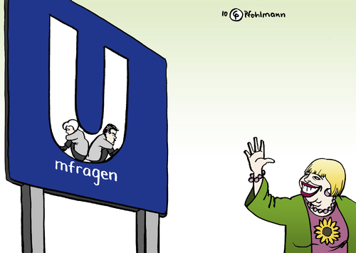 Cartoon: Umfrage-U (medium) by Pfohlmann tagged umfrage,umfragen,meinungsumfrage,meinungsumfragen,sonntagsfrage,claudia,roth,grüne,merkel,bundeskanzlerin,cdu,gabriel,spd,bundesvorsitzende,ubahn,umfrage,umfragen,meinungsumfrage,meinungsumfragen,sonntagsfrage,claudia roth,angela merkel,bundeskanzlerin,sigmar gabriel,wahl,wahlen,bundesvorsitzende,claudia,roth,angela,merkel,sigmar,gabriel