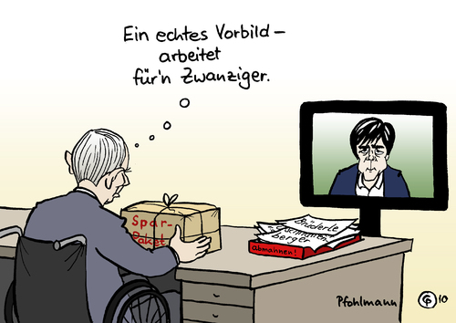 Cartoon: Vorbild (medium) by Pfohlmann tagged löw,bundestrainer,nationalmannschaft,fußball,schäuble,finanzminister,cdu,bundesregierung,sparpaket,regierung,koalition,schwarz,gelb,zwanziger,dfb,vertrag,vertragsverlängerung,gehalt,bezahlung,joachim löw,jogi,budnestrainer,trainer,fußball,fussball,nationalmannschaft,wolfgang schäuble,finanzminister,cdu,bundesregierung,sparpaket,koalition,schwarz,regierung,gelb,sparen,finanzen,joachim,löw,wolfgang,schäuble