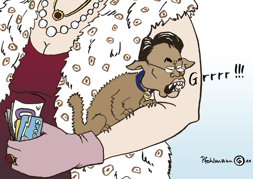Cartoon: Wachhündchen (medium) by Pfohlmann tagged karikatur,color,farbe,2011,deutschland,roesler,rösler,reiche,steuer,reich,steuererhöhung,fdp,schoßhund,hund,hündchen,verteidigung,wachhund,steuerpolitik,rösler,reiche,steuer,reich,steuererhöhung,fdp,schoßhund,hund