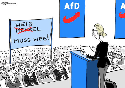 Cartoon: Weidel muss weg (medium) by Pfohlmann tagged karikatur,cartoon,farbe,color,2018,deutschland,afd,spendenskandal,weidel,rücktritt,rücktrittsforderung,baden,württemberg,schatzmeister,schweiz,spende,parteispende,illegal,eu,verstoß,partei,innerparteilich,gegner,kreisverband,karikatur,cartoon,farbe,color,2018,deutschland,afd,spendenskandal,weidel,rücktritt,rücktrittsforderung,baden,württemberg,schatzmeister,schweiz,spende,parteispende,illegal,eu,verstoß,partei,innerparteilich,gegner,kreisverband