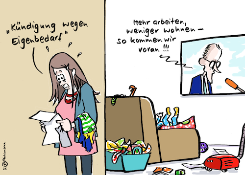 Cartoon: Weniger wohnen (medium) by Pfohlmann tagged wohnen,wohnungsmangel,wohnungsnot,miete,merz,arbeitszeit,arbeitnehmer,bundesregierung,wohnen,wohnungsmangel,wohnungsnot,miete,merz,arbeitszeit,arbeitnehmer,bundesregierung