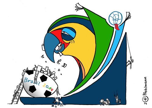 Cartoon: WMFressVogel (medium) by Pfohlmann tagged fifa,papagei,logo,football,championship,armut,bevölkerung,profit,gewinne,investitionen,ungerechtigkeit,ungleichheit,soziale,geld,proteste,weltmeisterschaft,fußball,fußballweltmeisterschaft,wm,brasilien,2014,farbe,color,cartoon,karikatur,cup,soccer,world,karikatur,cartoon,color,farbe,2014,brasilien,wm,fußballweltmeisterschaft,fußball,weltmeisterschaft,proteste,geld,soziale,ungleichheit,ungerechtigkeit,investitionen,gewinne,profit,bevölkerung,armut,wohnungsnot,logo,vogel,papagei