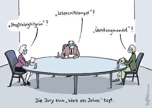 Cartoon: Wort des Jahres 2020 (medium) by Pfohlmann tagged 2020,deutschland,corona,coronakrise,coronavirus,virus,pandemie,epidemie,wort,des,jahres,jury,medien,gesellschaft,krankheit,gesprächsthema,thema,ansteckung,distanz,2020,deutschland,corona,coronakrise,coronavirus,virus,pandemie,epidemie,wort,des,jahres,jury,medien,gesellschaft,krankheit,gesprächsthema,thema,ansteckung,distanz