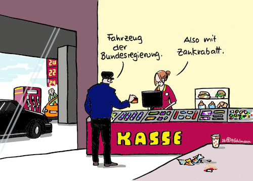 Cartoon: Zankrabatt (medium) by Pfohlmann tagged tankrabatt,zankrabatt,spritpreise,bundesregierung,verbraucher,autofahrer,entlastung,mineralölsteuer,tankstelle,kasse,preisnachlass,lebenshaltungskosten,koalition,schwarzrot,streit,konflikte,krieg,usa,iran,israel,hormus,parteien,cdu,spd,demokratie,uneinigkeit,nahost,tankrabatt,zankrabatt,spritpreise,bundesregierung,verbraucher,autofahrer,entlastung,mineralölsteuer,tankstelle,kasse,preisnachlass,lebenshaltungskosten,koalition,schwarzrot,streit,konflikte,krieg,usa,iran,israel,hormus,parteien,cdu,spd,demokratie,uneinigkeit,nahost